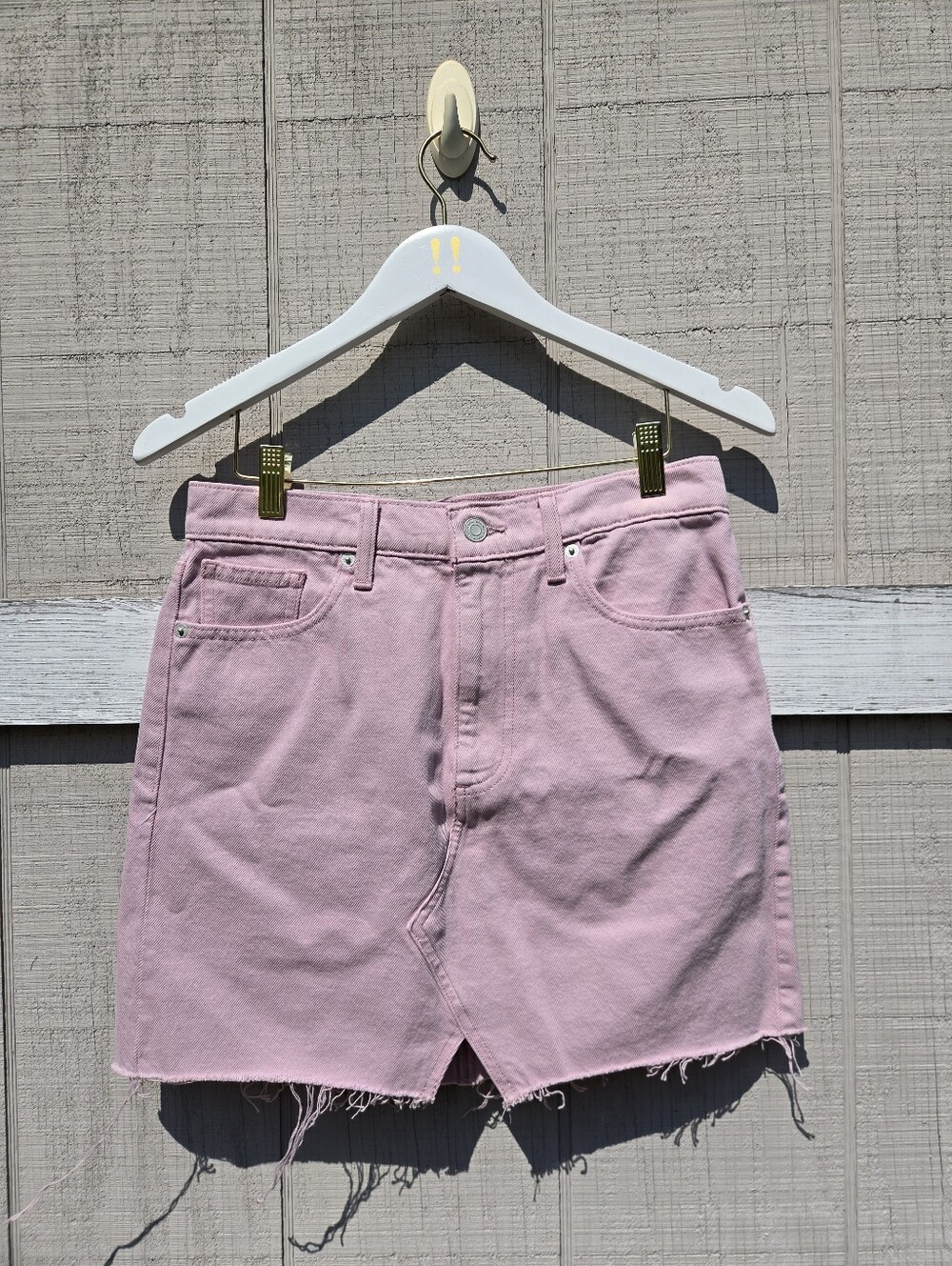 NEW Lucky Brand Pastel Pink Jean High Waisted Old Favorite Denim Mini Skirt 2